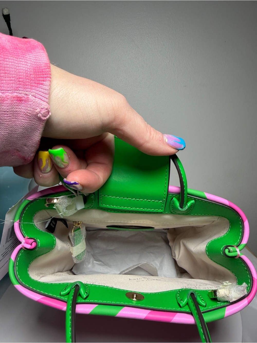 kate spade Strawberry Gum Graphic Handbag, wallet & bag charm NWT - Picture 8 of 13
